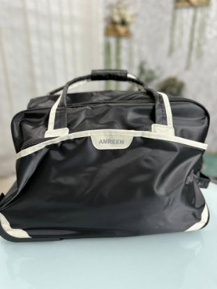 Picture of Amreen Rexine Fabrics Big Travel Trolly Black Bag